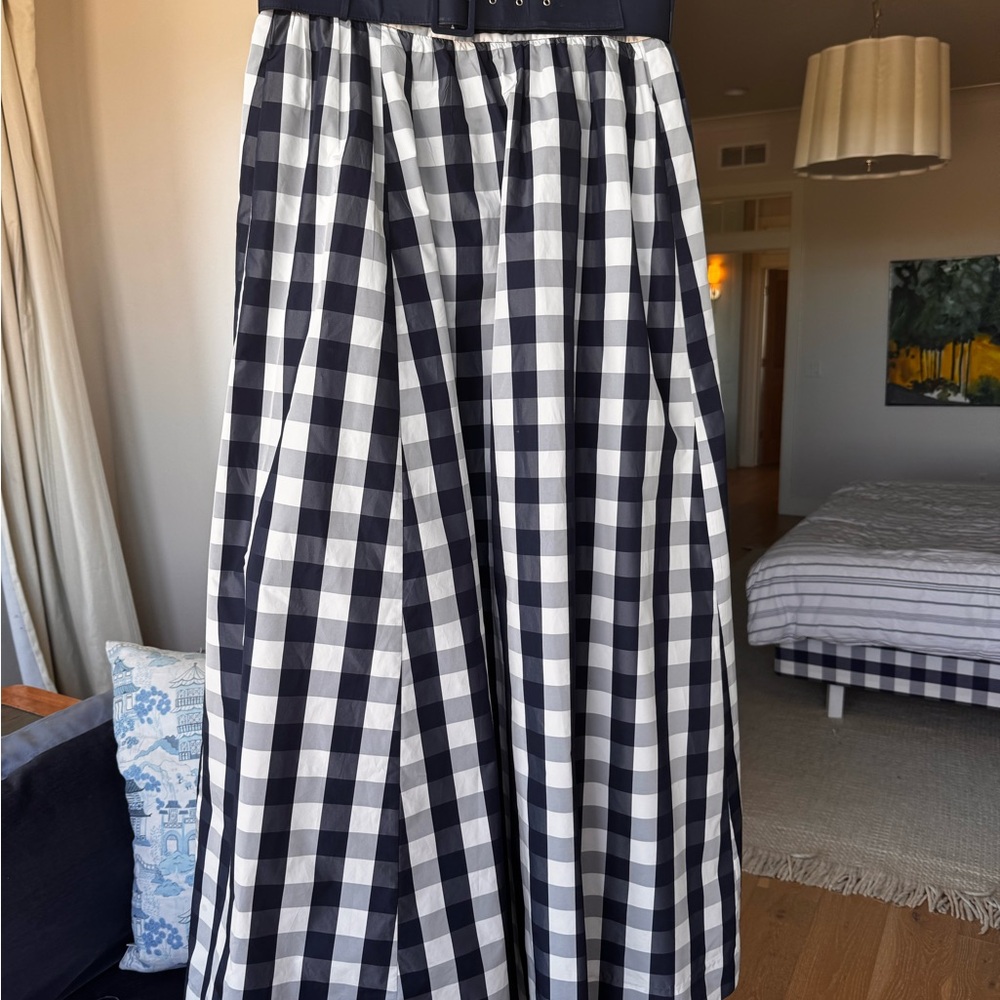 Taffeta jcrew navy/white buffalo check ball skirt w pockets